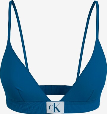 Calvin Klein Swimwear Triangle Bikini Top in Blue: front