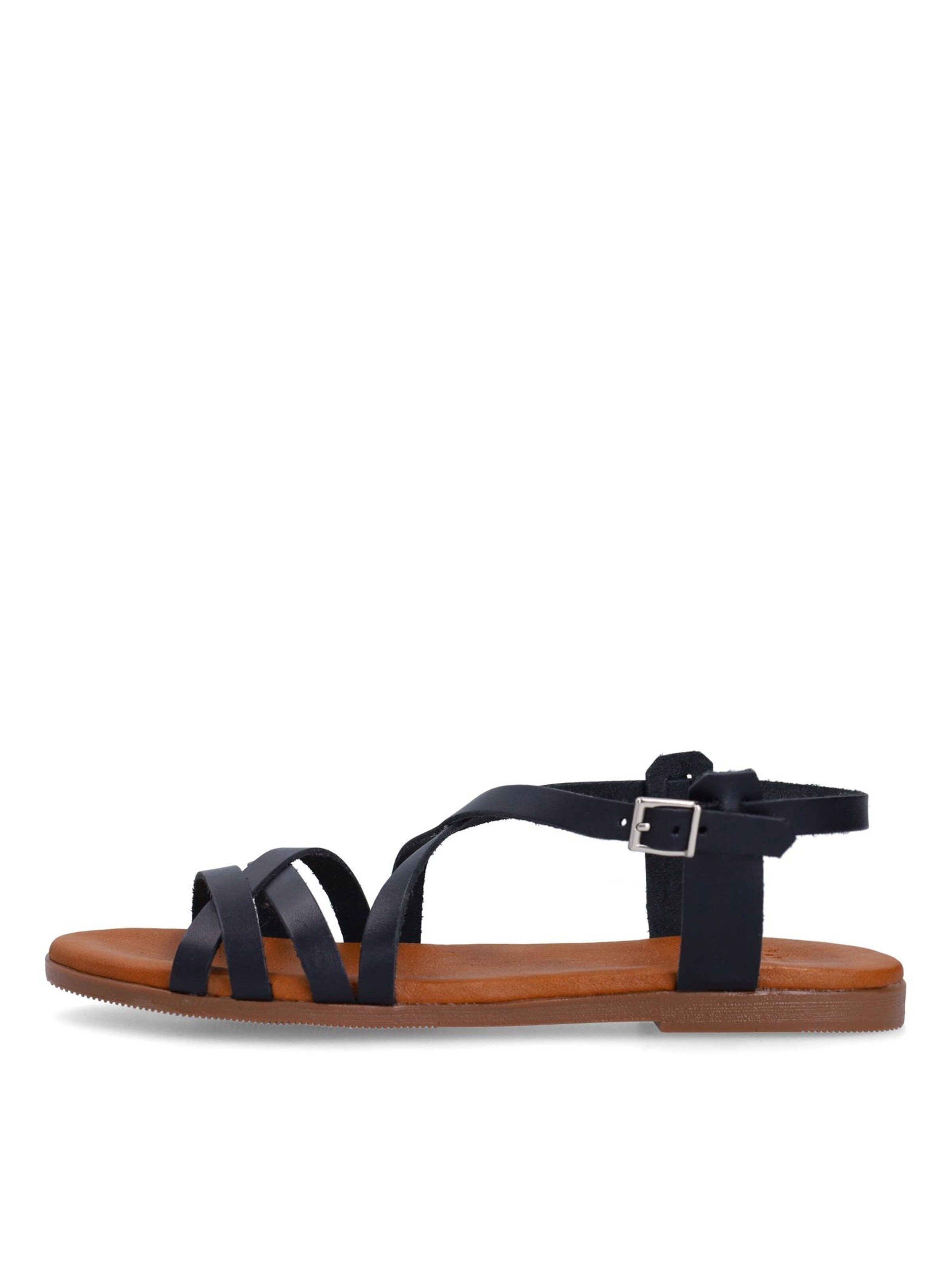 MANFIELD Strap Sandals 'Flache' in Black
