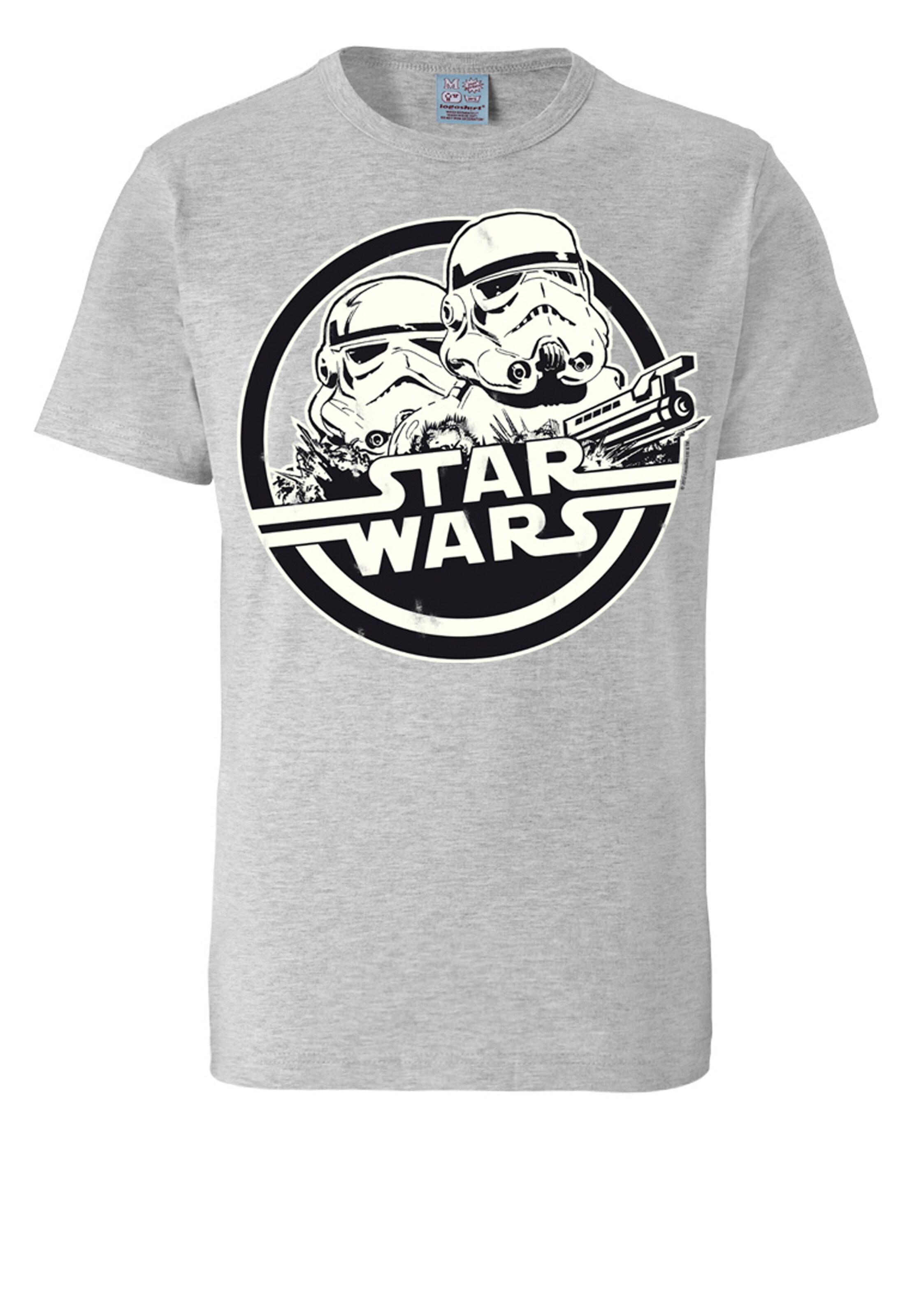 LOGOSHIRT T-Shirt 'Star Wars - Stormtrooper' in Grau: Vorderseite