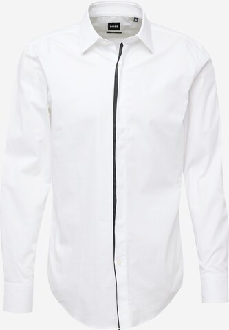 Coupe slim Chemise 'HANK' BOSS en blanc : devant