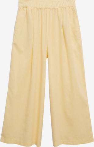 MANGO Wide leg Pleat-Front Pants 'Wave' in Yellow: front