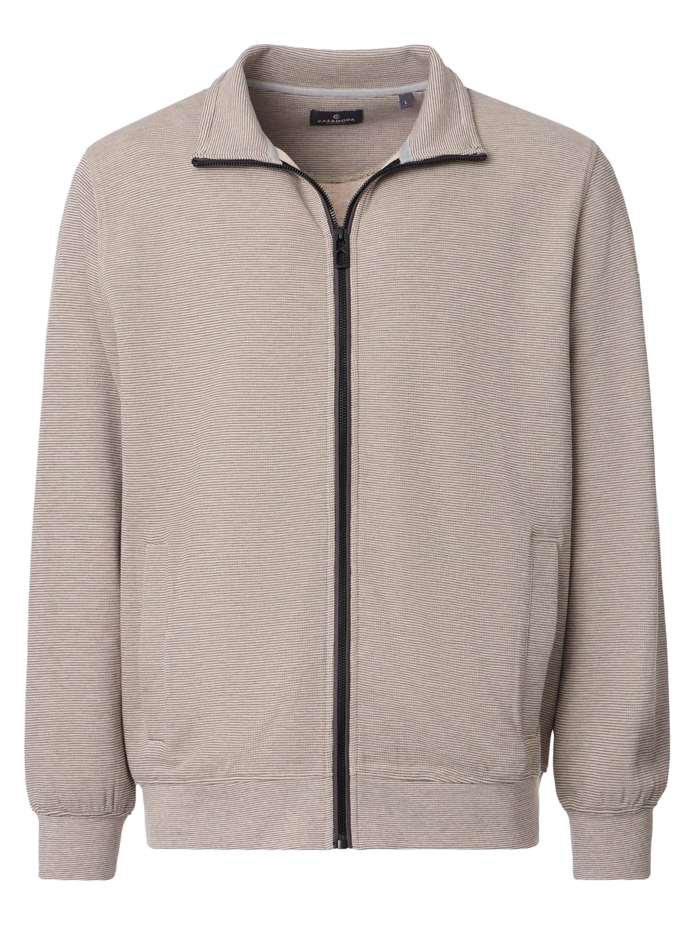 CASAMODA Zip-Up Hoodie 'Basic' in Beige: front