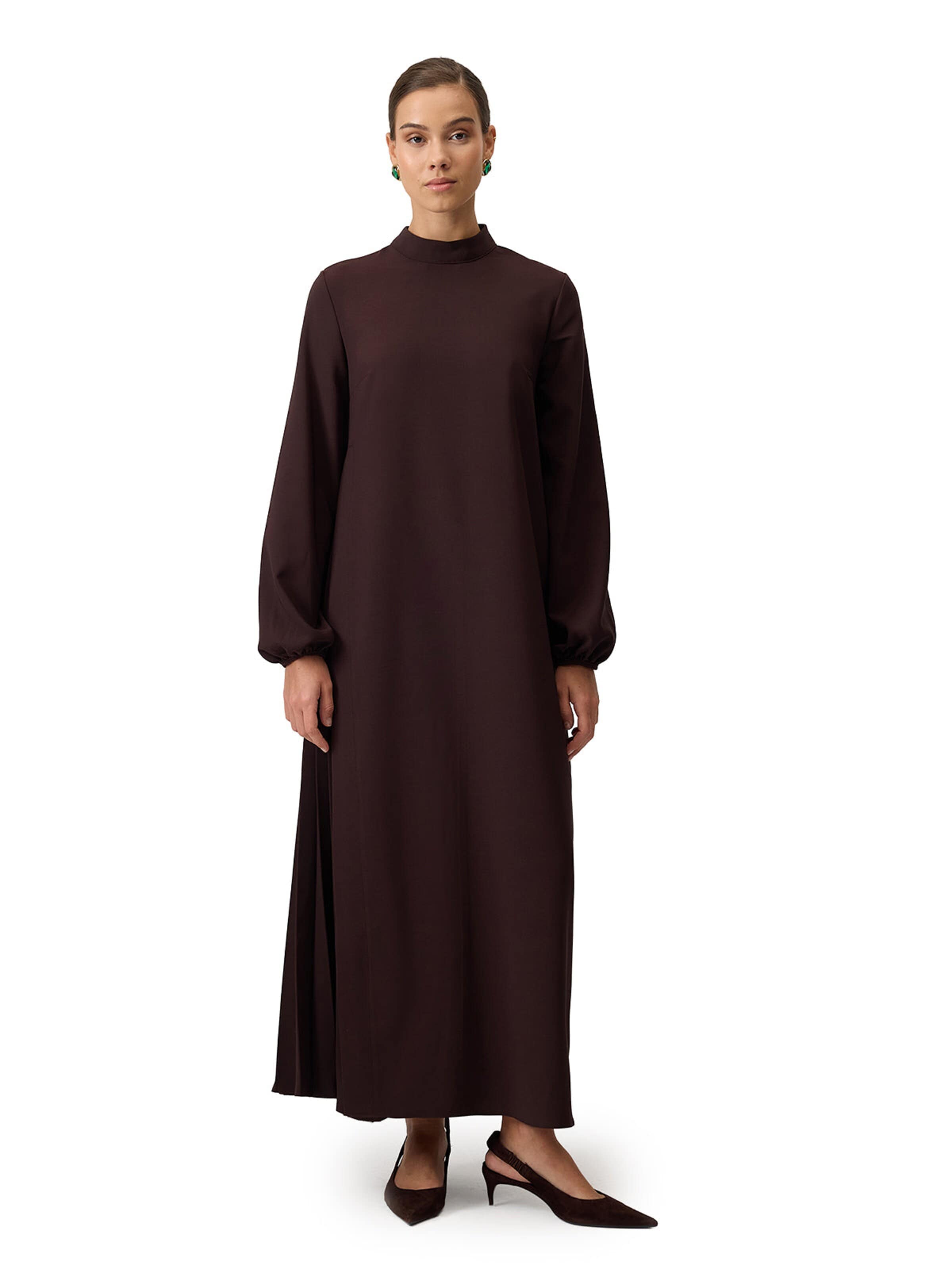 Robe 'Pleated Crepe Dress' Touché Privé en marron : devant