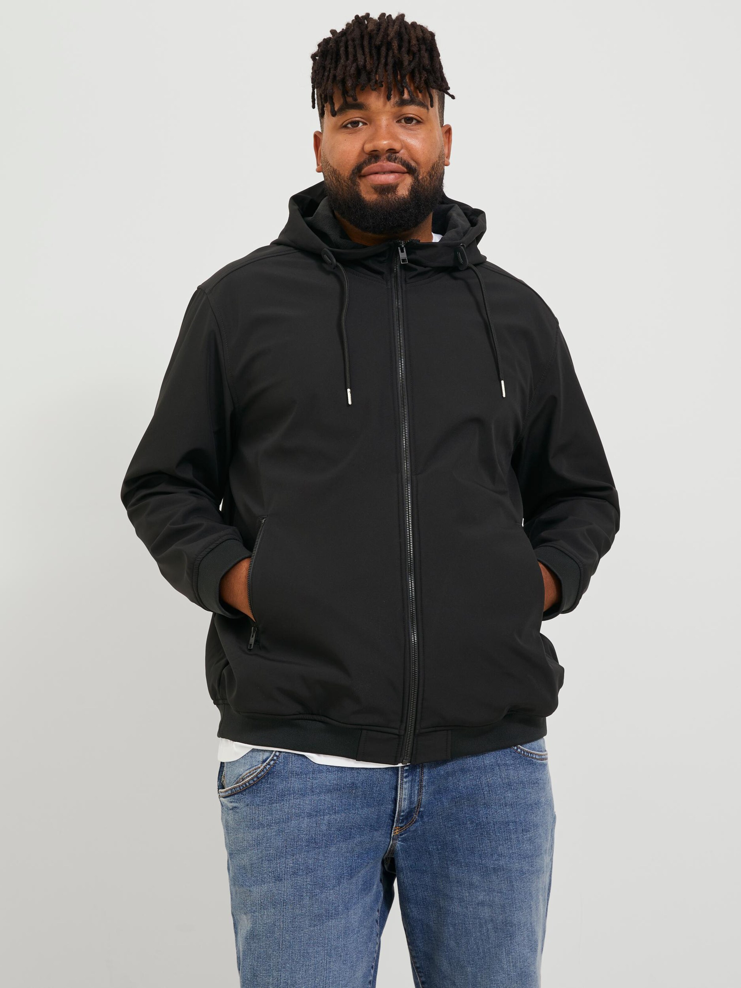 Jack & Jones Plus Geacă de primăvară-toamnă pe Negru | ABOUT YOU