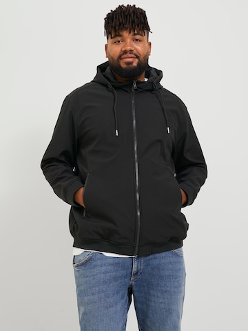 Veste mi-saison Jack & Jones Plus en noir : devant