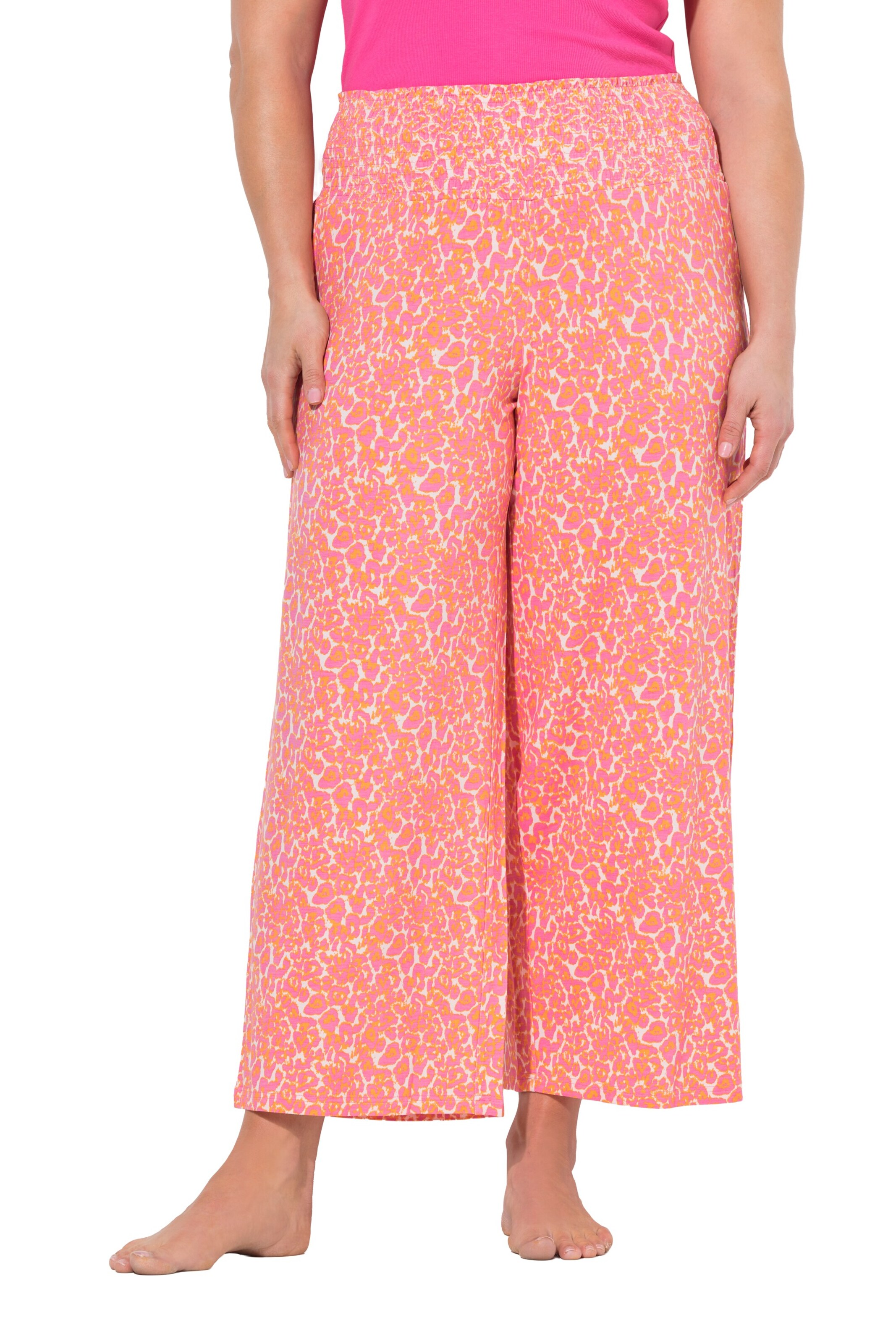 Ulla Popken Loose fit Trousers with creases in Pink: front