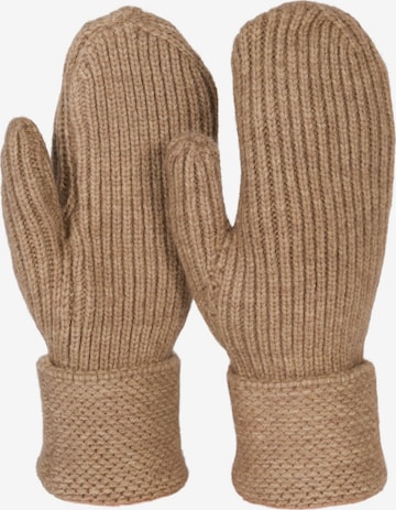 styleBREAKER Fingerhandschuhe 'Strick Fäustlinge mit gemustertem Bund' in Braun: Vorderseite