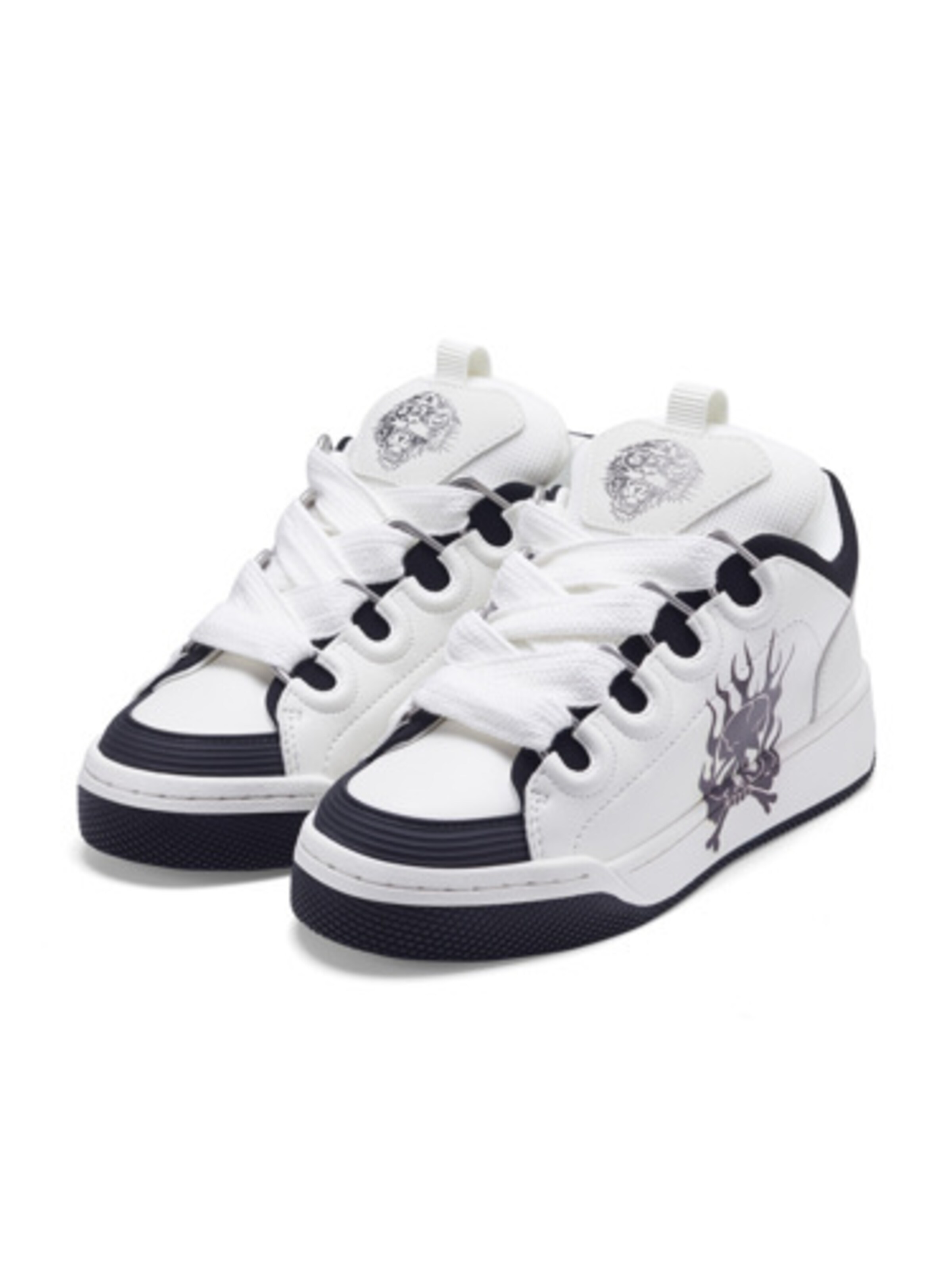 Ed Hardy - Zapatillas deportivas bajas 'Flaming Skull' en blanco