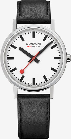 Mondaine Uhr in rot / schwarz / silber / weiß, Produktansicht