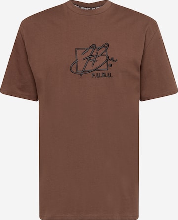 FUBU T-shirt 'Script' i brun: framsida