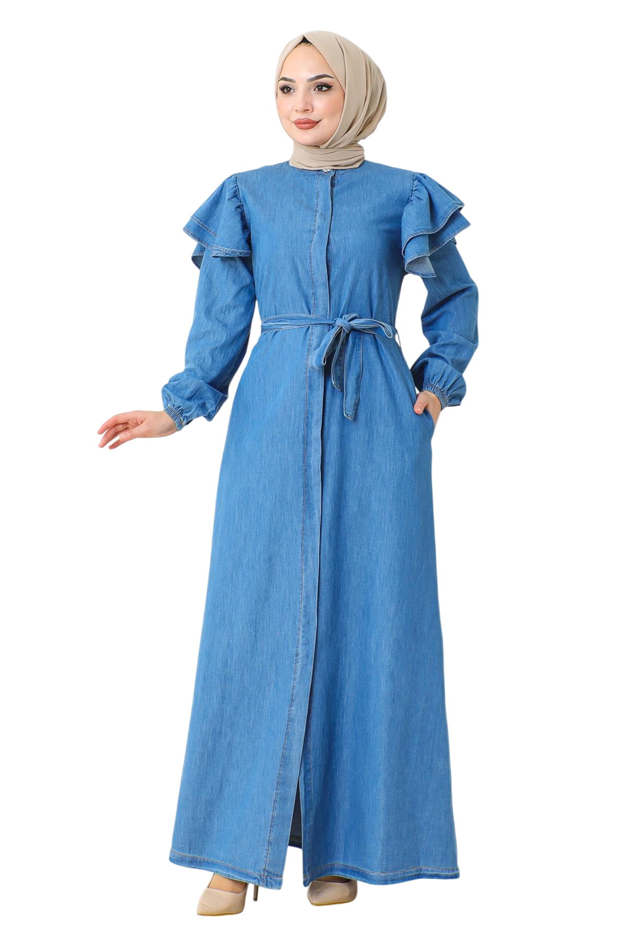 MODAMIHRAM Blousejurk in Blauw: voorkant