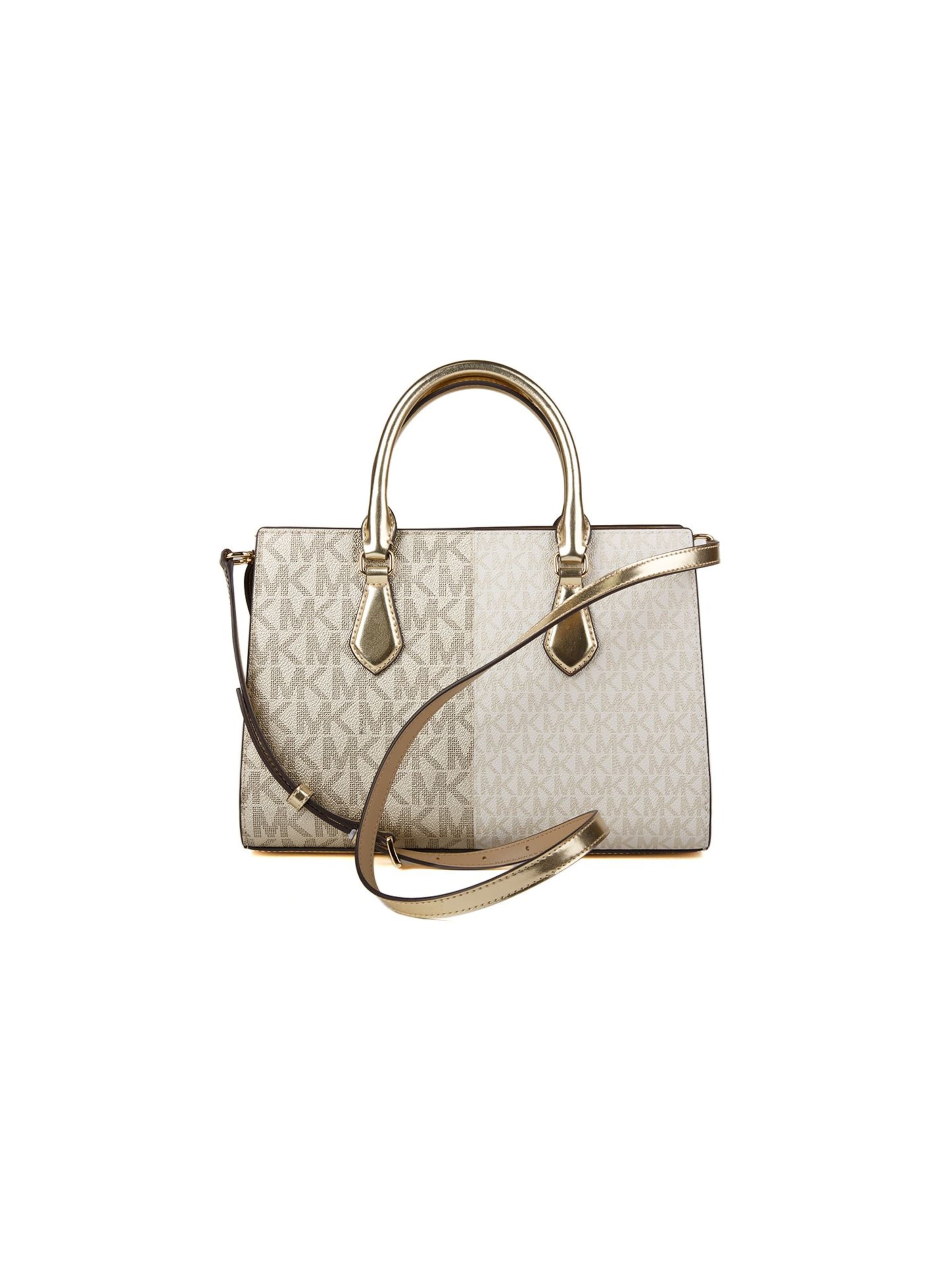 Michael Kors - Bolso de mano 'Sheila Medium Two-Tone Metallic Signature Logo Satchel' en oro