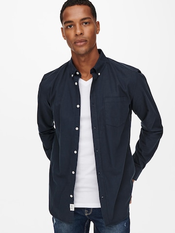 Only & Sons Regular fit Button Up Shirt 'Neil' in Blue