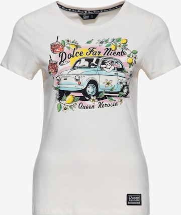 Queen Kerosin Shirt 'Dolce Far Niente' in White: front