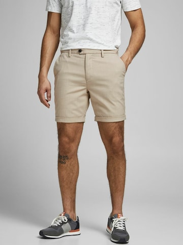 smėlio JACK & JONES Prigludęs „Chino“ stiliaus kelnės 'Connor': priekis