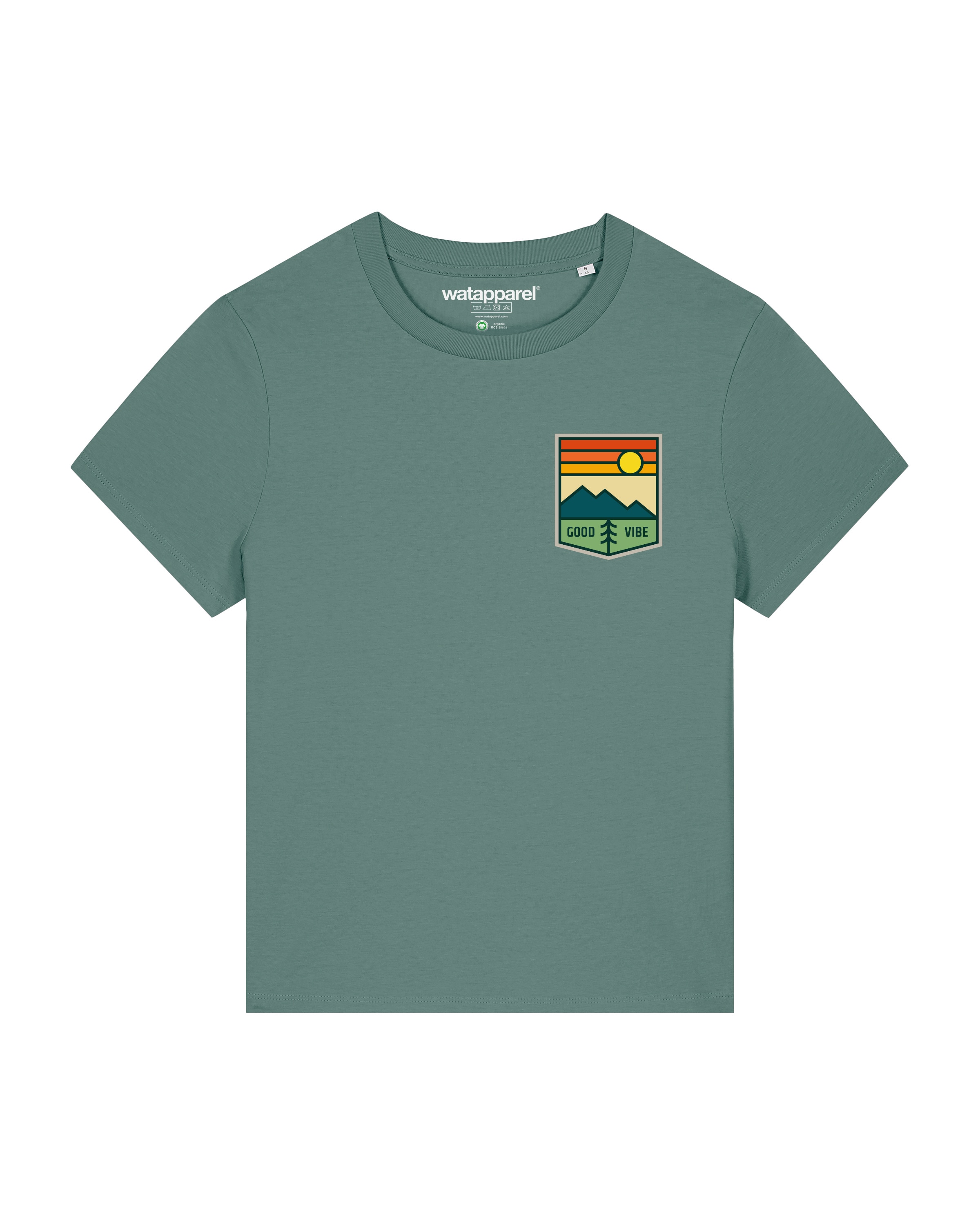 Maglietta ' Good Vibe ' di Watapparel in verde: frontale