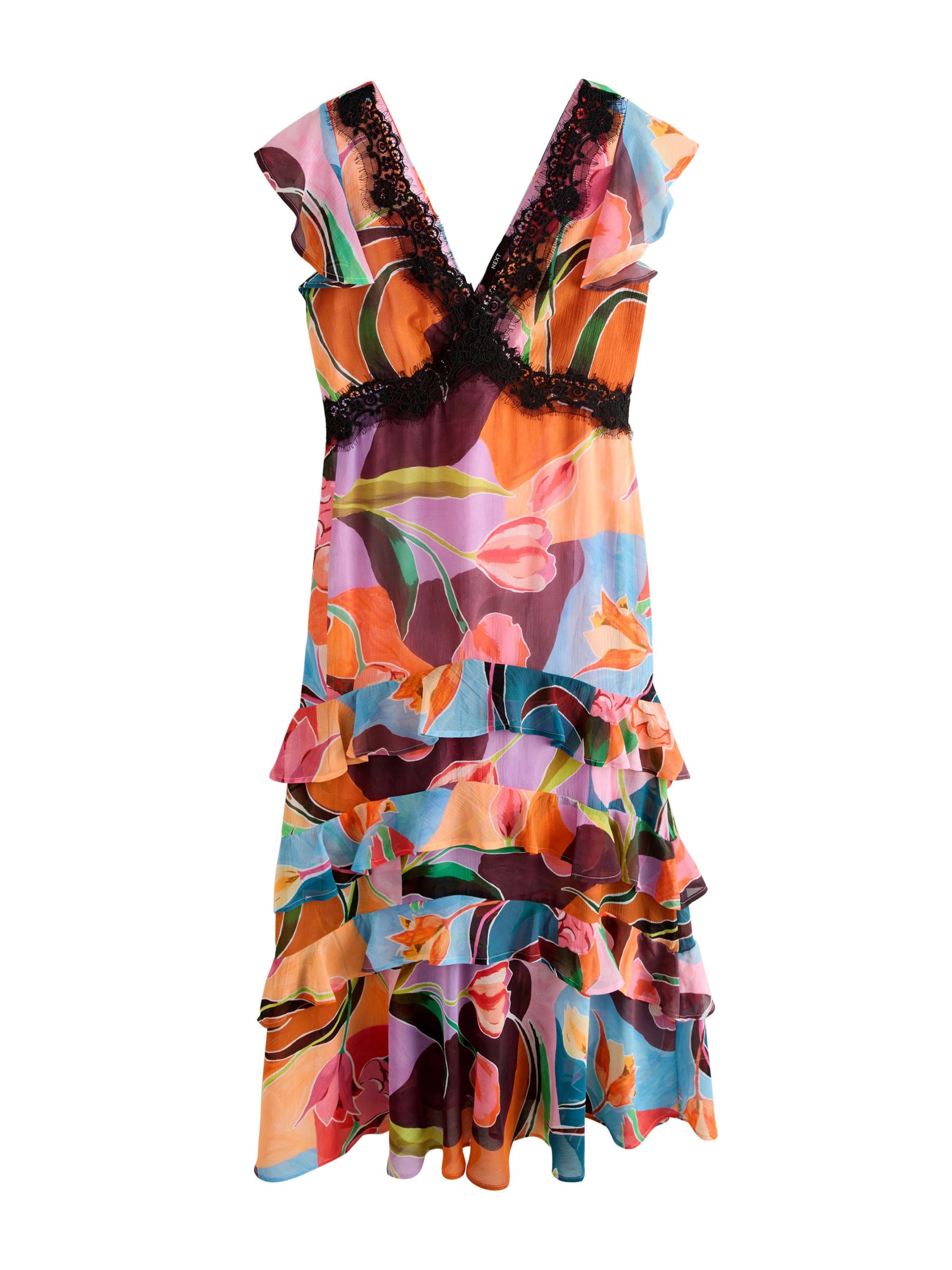 Next Vestido en verde hierba / naranja claro / rosa / negro, Vista del producto