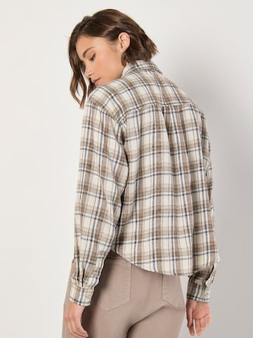 Apricot Cropped Check Shirt ' ' in Beige