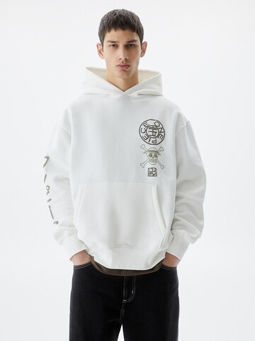 Sweat-shirt Pull&Bear en blanc : devant