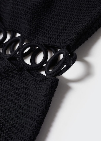 MANGO Pletena obleka | črna barva