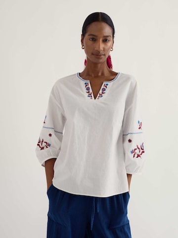 Seasalt Cornwall Blouse 'Streamlet' in White: front