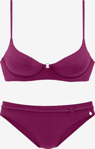 LASCANA T-shirt Bikini in Purple: front