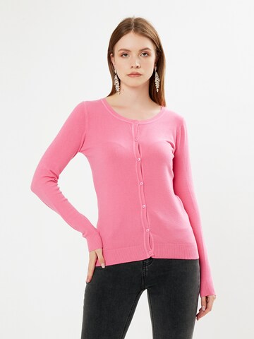 Influencer Knit Cardigan in Pink: front