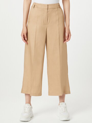 TAIFUN Wide leg Trousers with creases in Beige: front