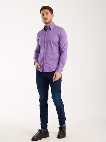 Slim fit Camicia business 'Roma Iconic Satin Man Shirt' di 7Camicie in lilla
