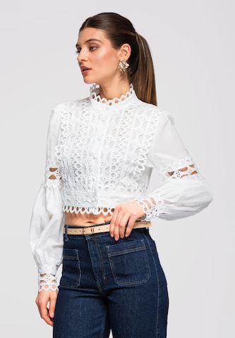 Ombre Bluse in Weiß