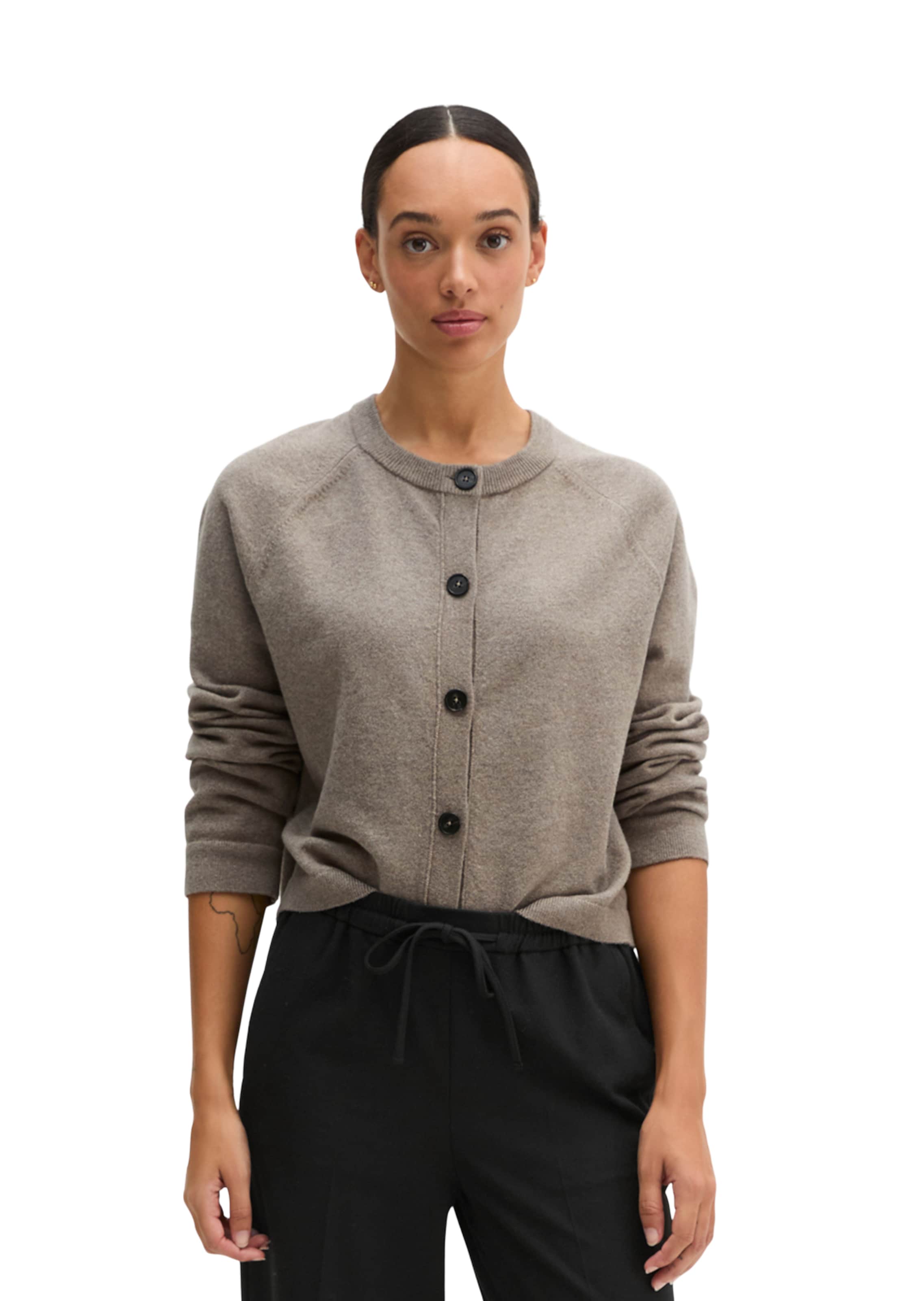 Marc O'Polo Gebreid vest in Beige: voorkant