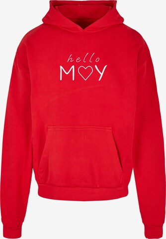 Merchcode Sweatshirt 'Spring - Hello May' in Rood: voorkant
