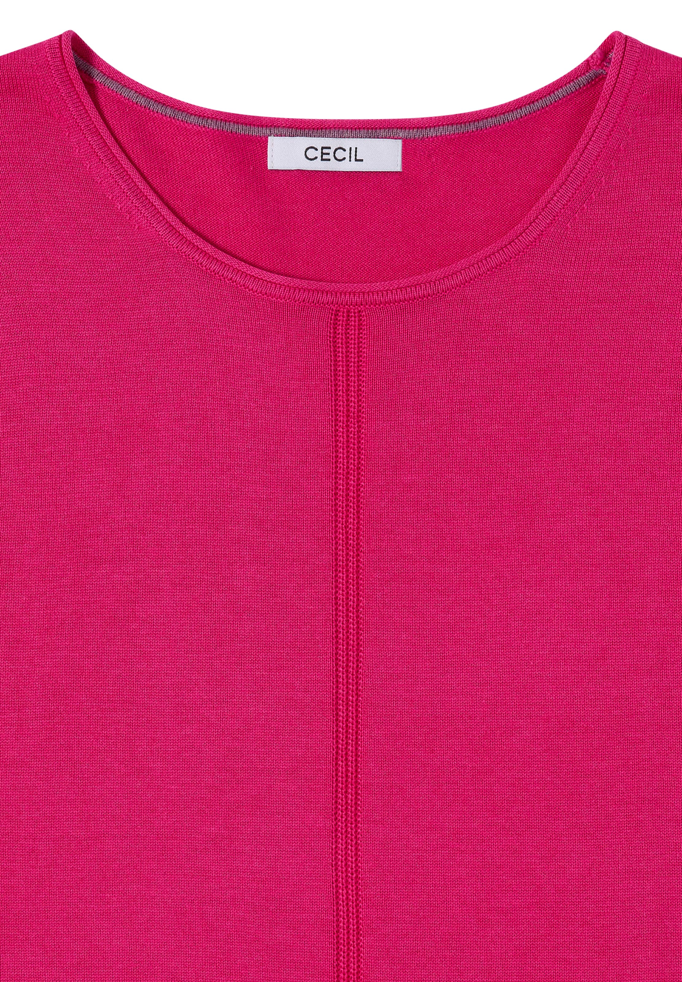 CECIL Basic Pullover mit Rundhals in Unifarbe in Pink