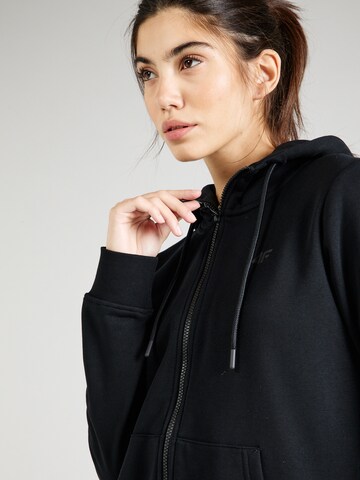 4F Athletic Zip-Up Hoodie in Black