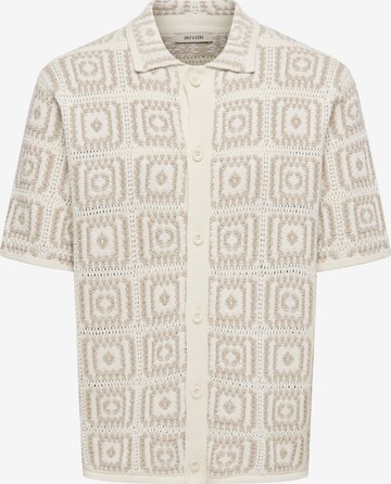 Only & Sons Button Up Shirt in Beige: front