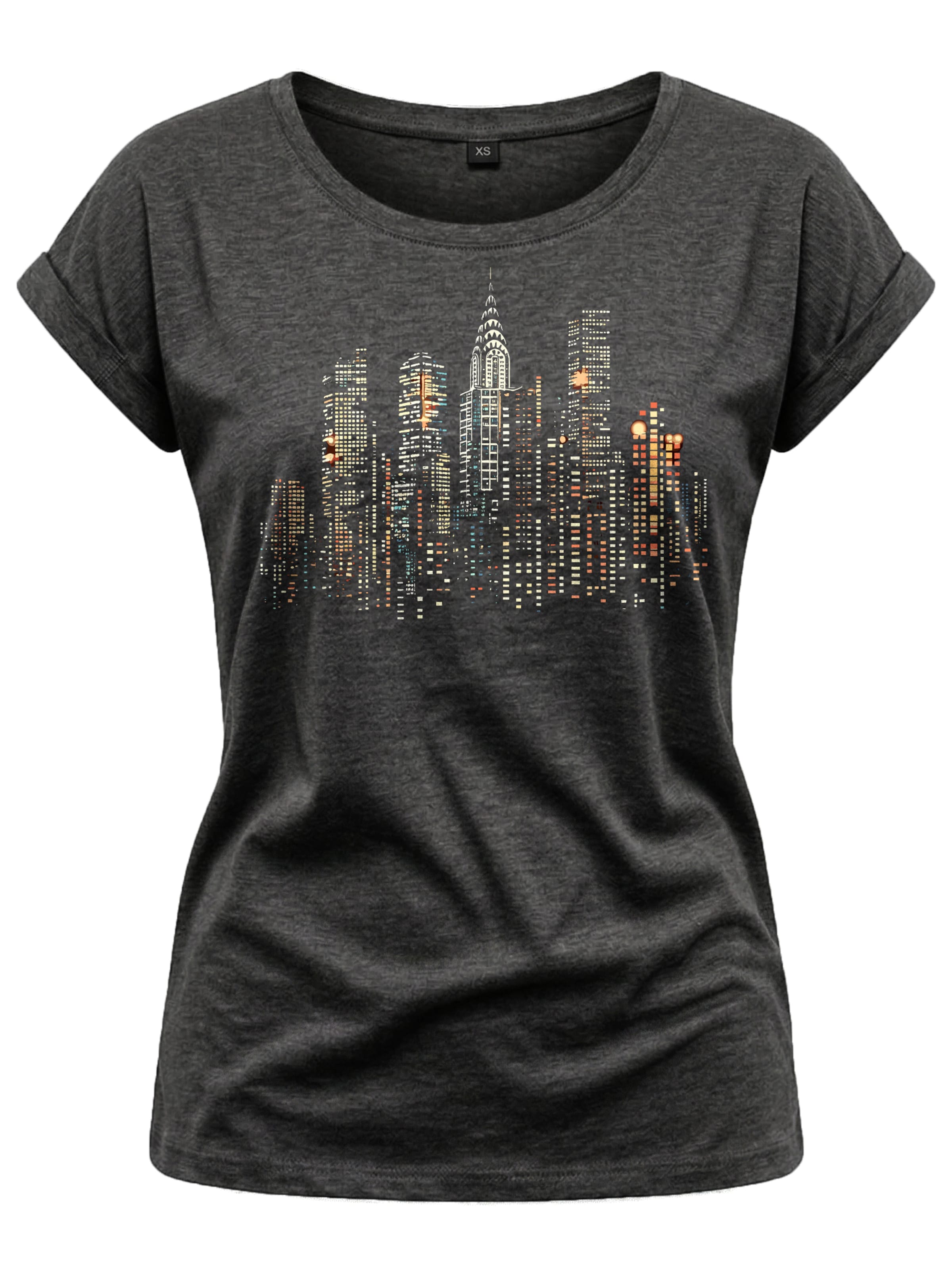 MAKAYA Shirt 'New York Skyline' in Grey: front