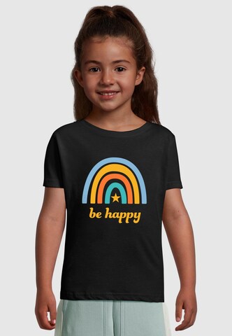 Merchcode Shirt 'Be Happy Rainbow' in Zwart: voorkant