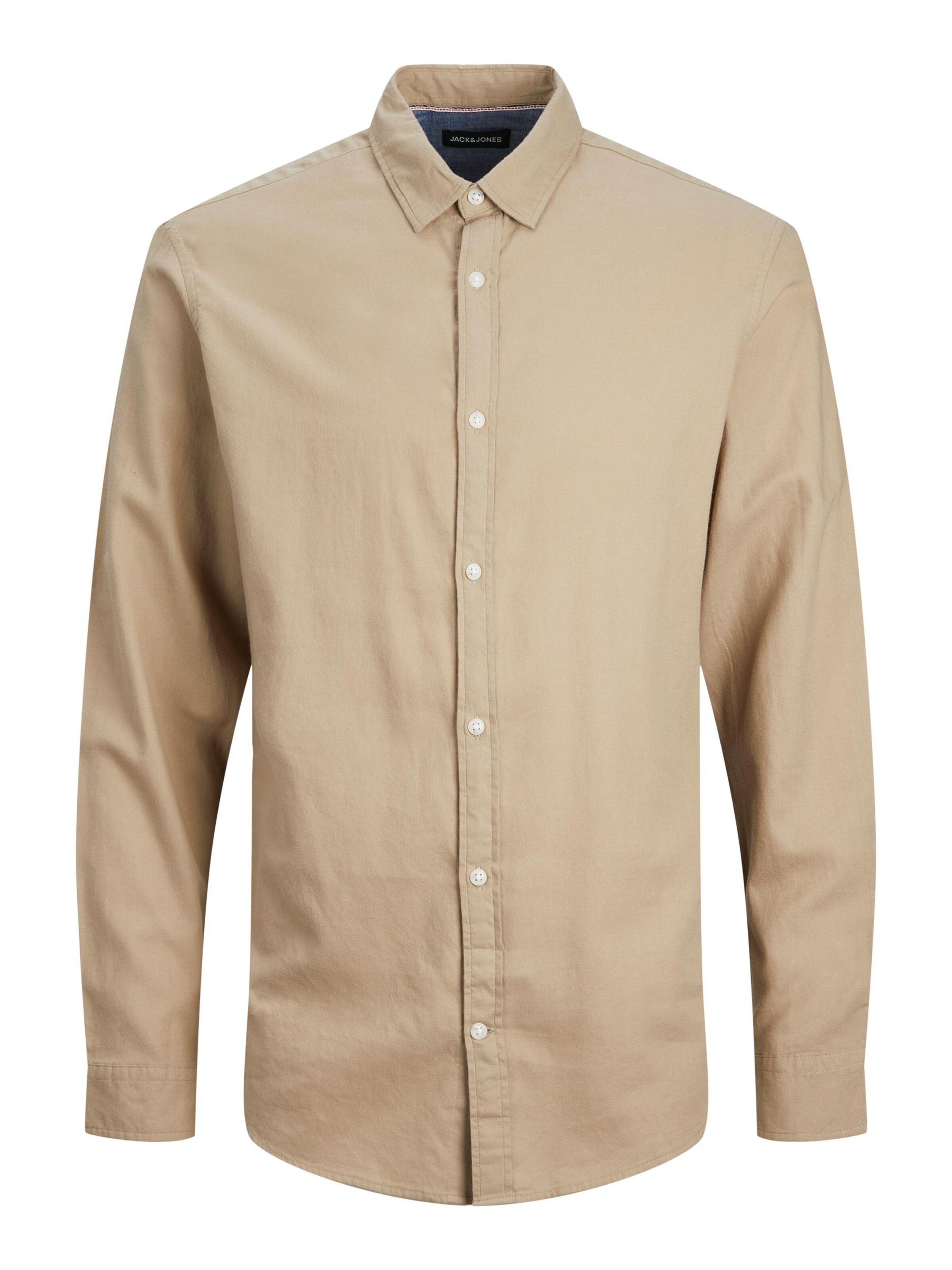 Jacks & Jones Slim fit Button Up Shirt 'JACK&JONES Hemd Slim Fit Business Shirt Weiches Langarm Twill Oberteil aus Baumwolle JJEGINGHAM' in Brown: front