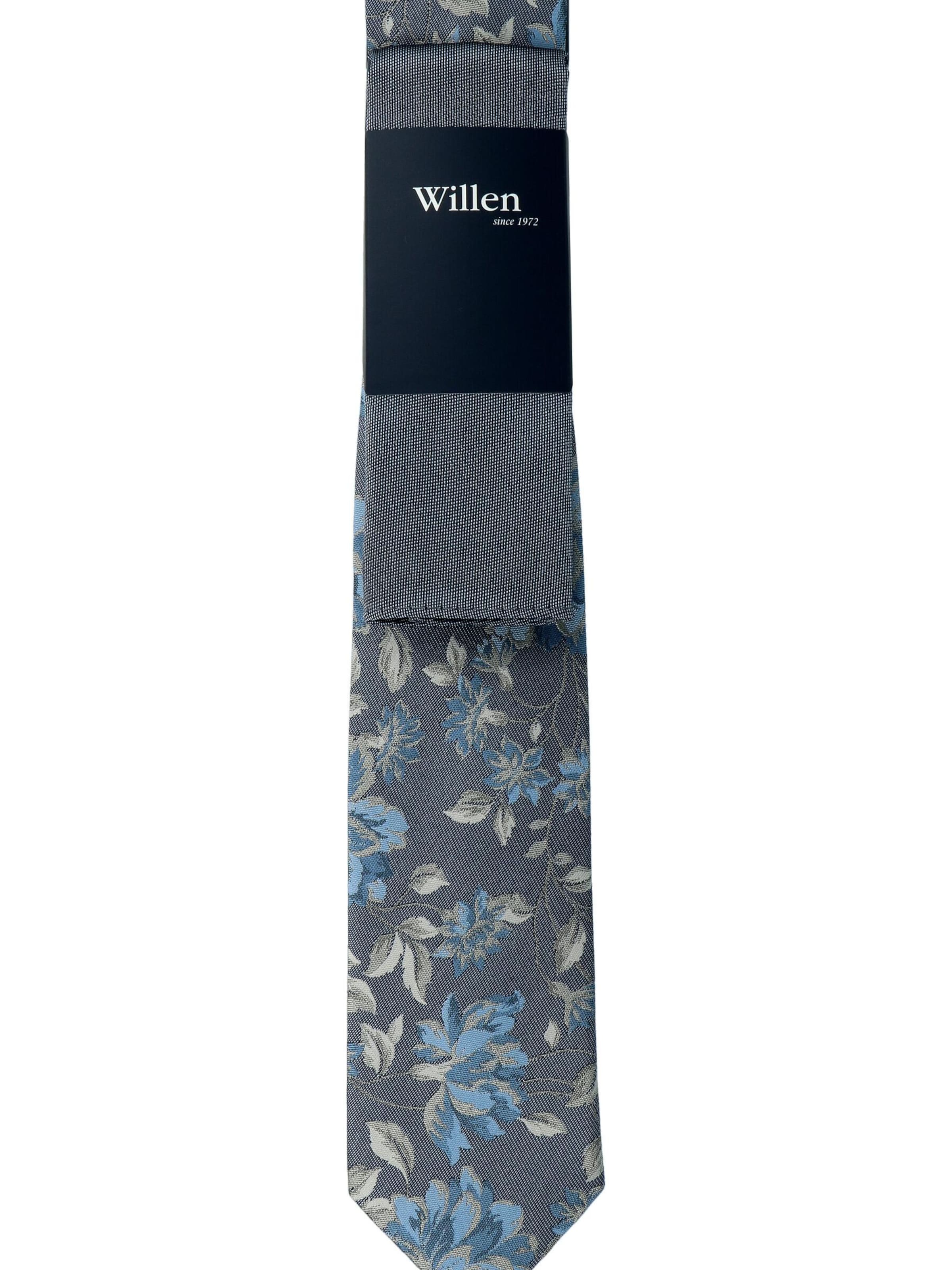 WILLEN Krawatte 'Floral / Uni'‌‌‌ in Blau