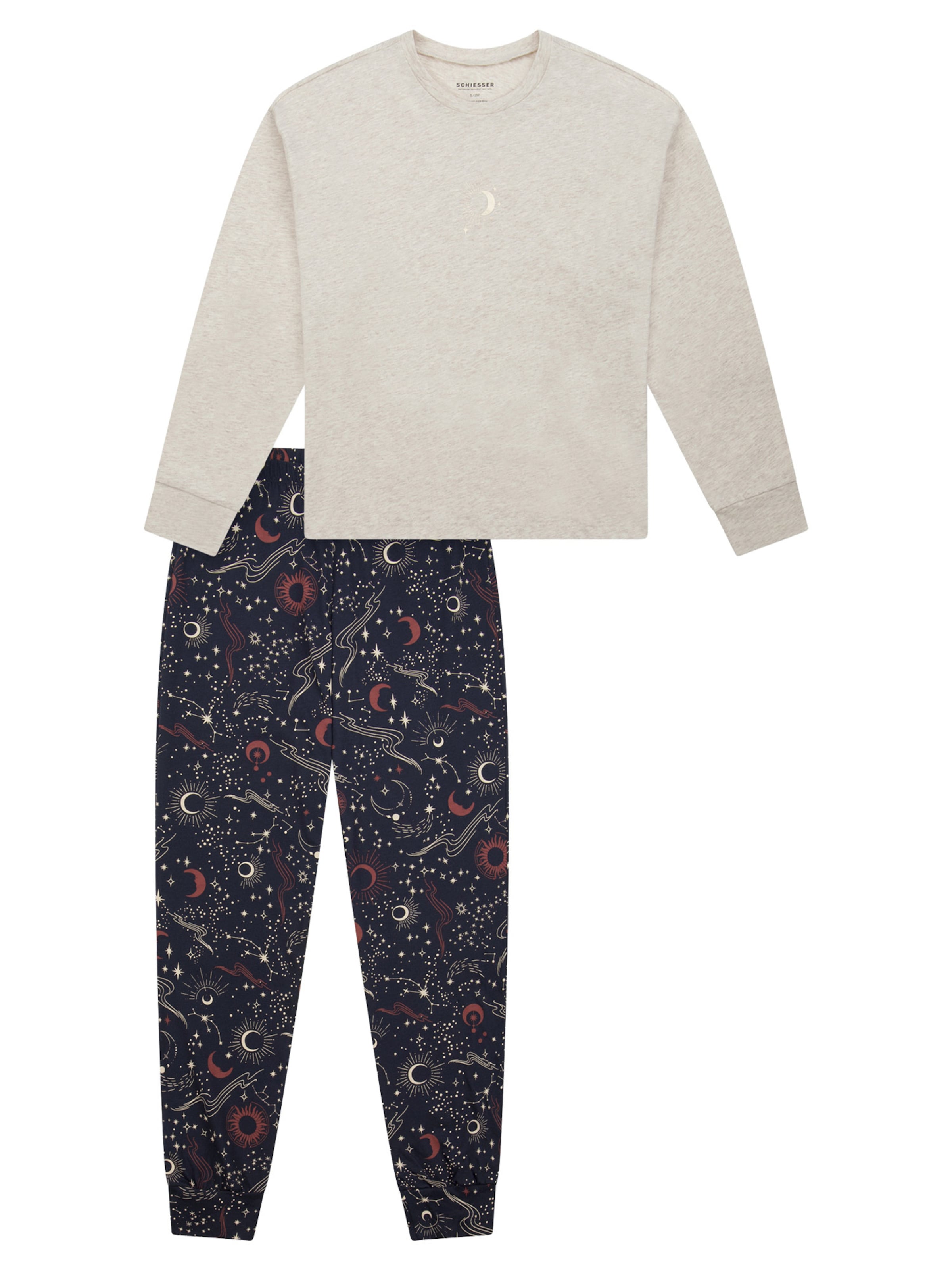 Pyjama ' Family ' SCHIESSER en beige : devant