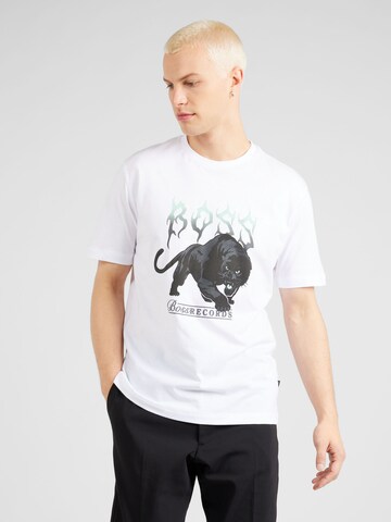 BOSS - Camisa 'Pantera' em branco: frente