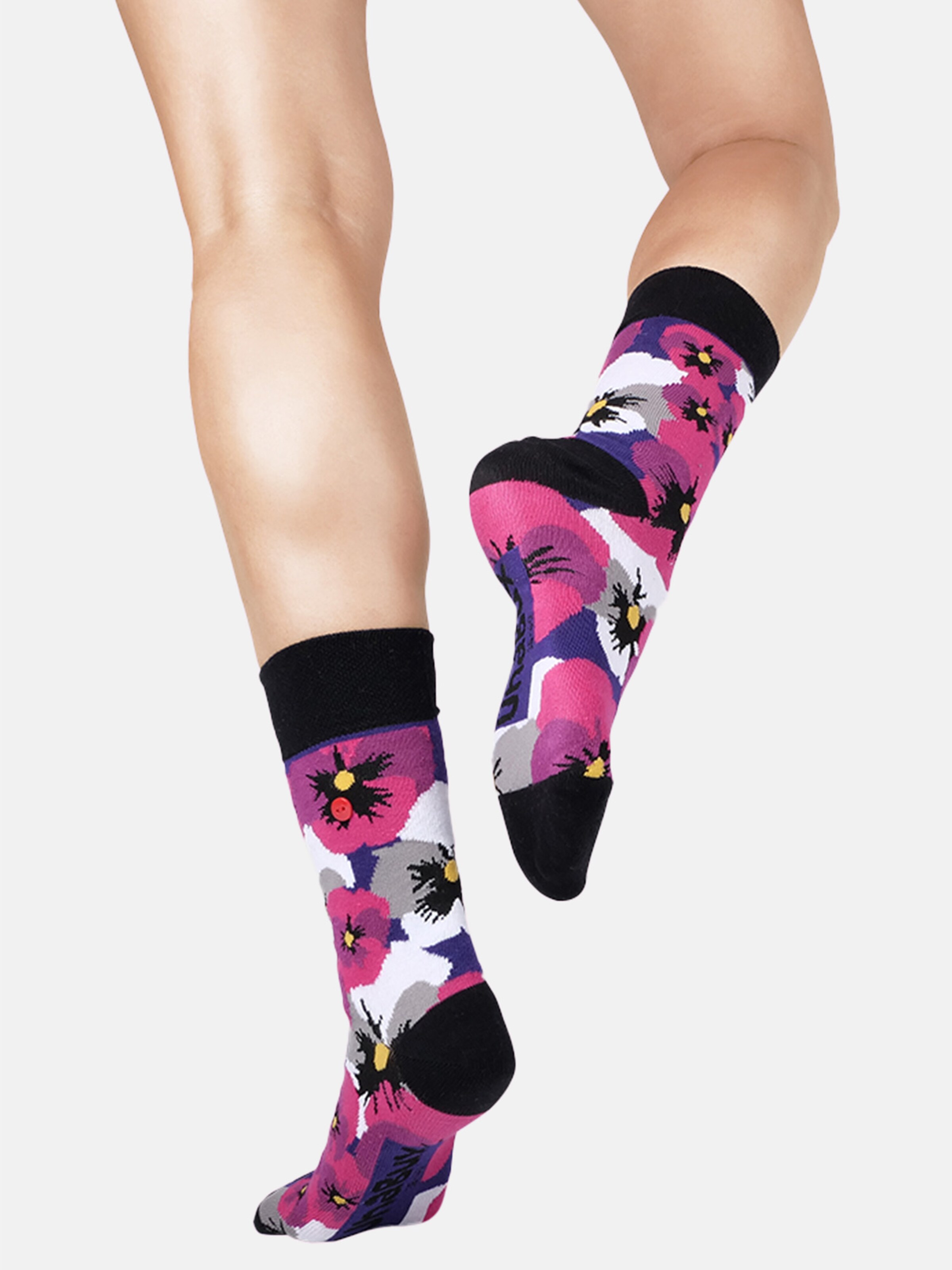 UNABUX Freizeitsocken ' GRUMBLE IN THE JUNGLE ' in Pink: Vorderseite