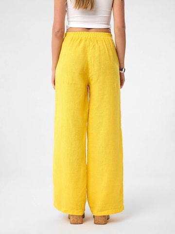 DIMI Wide leg Pants 'Weite Damen Leinenhose' in Yellow