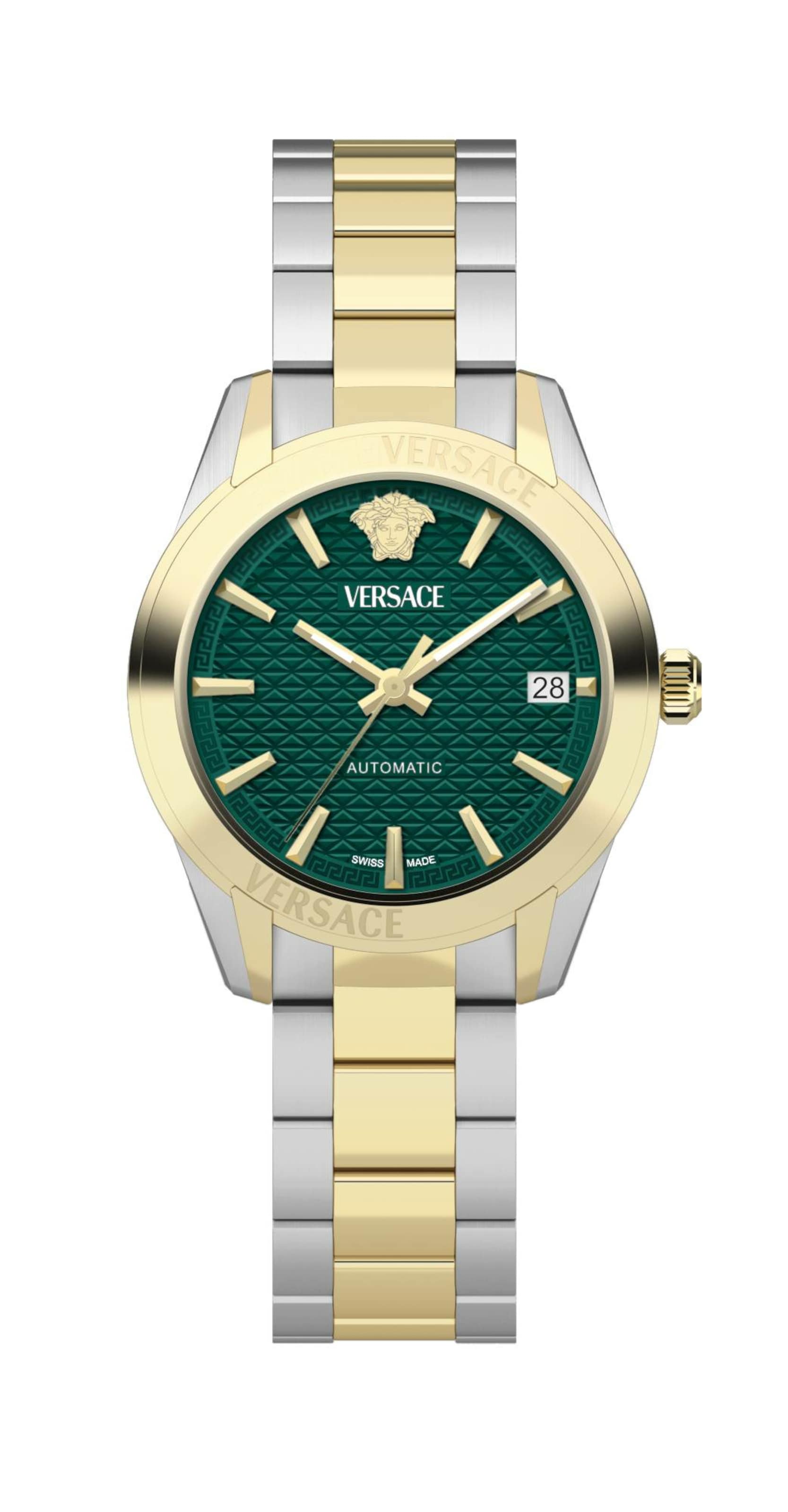 VERSACE Analoog horloge 'Greca Classic' in de kleur Goud / Groen / Zilver, Productweergave