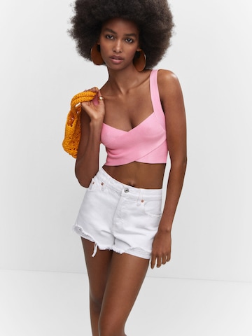 MANGO Knitted Top 'EVA' in Pink: front