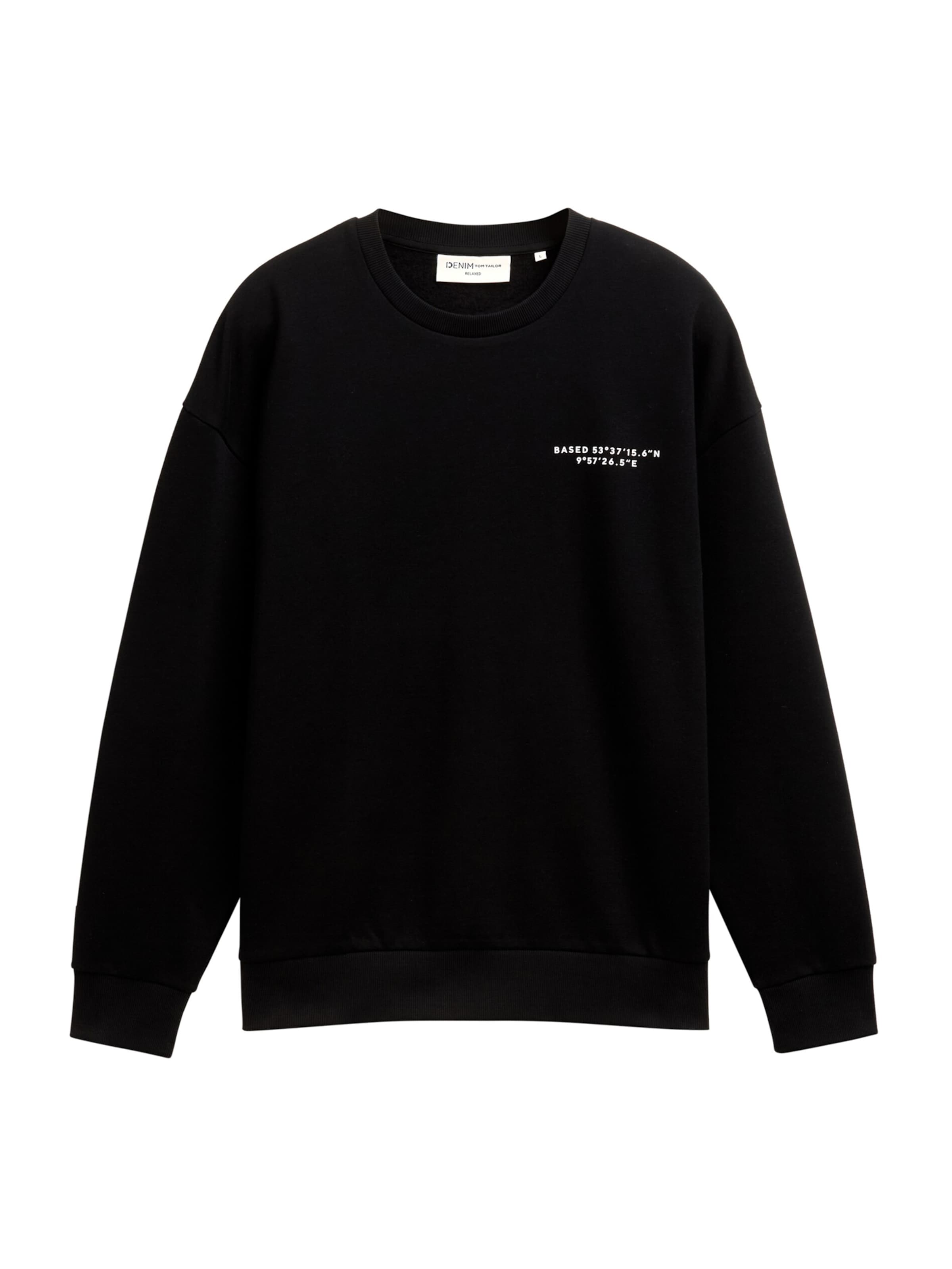 TOM TAILOR DENIM Sweatshirt in Black / White, Item view