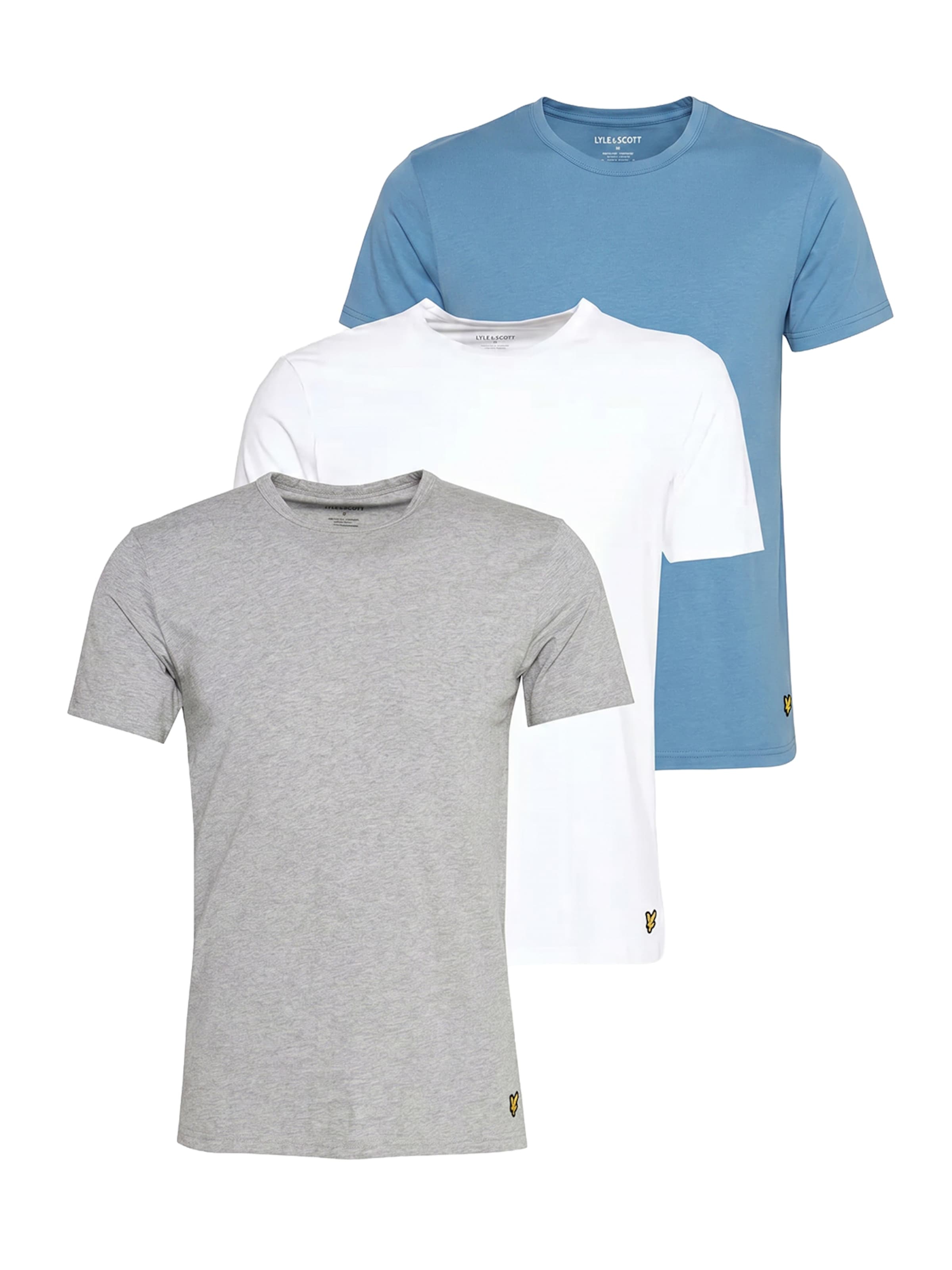 Lyle & Scott Тениска в размер S в кралско синьо / сив меланж / бяло, Преглед на продукта