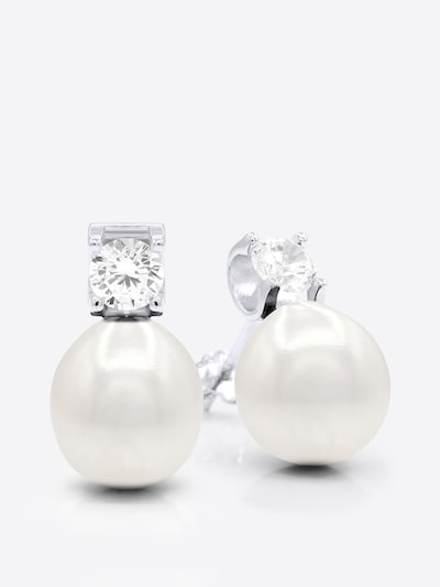 Ateliers Saint Germain Boucles d'oreilles 'Coudrian' en blanc, Vue avec produit