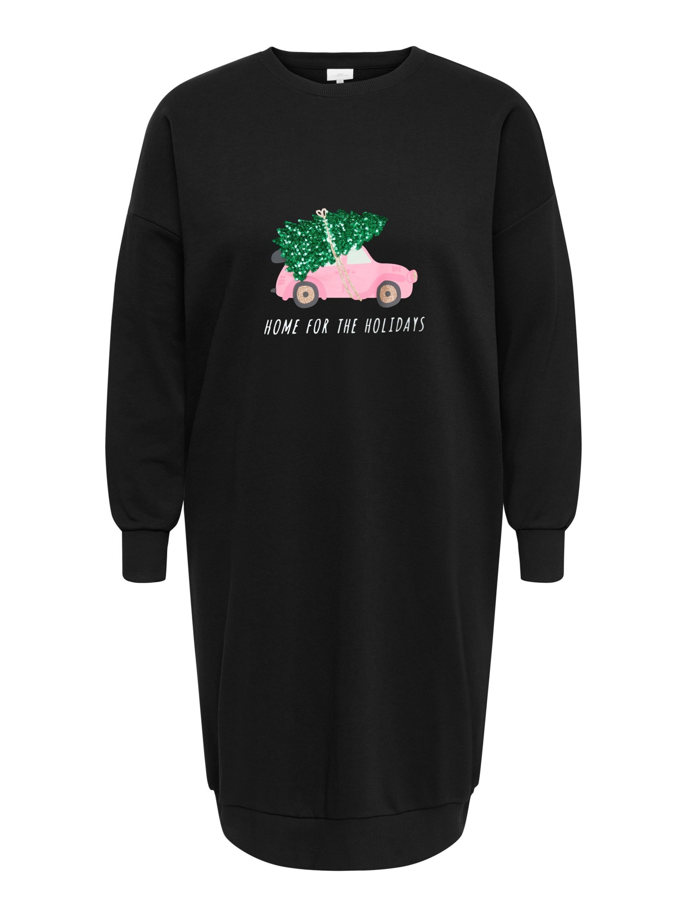 ONLY Carmakoma Jurk 'CARSANTA XMAS' in Zwart: voorkant