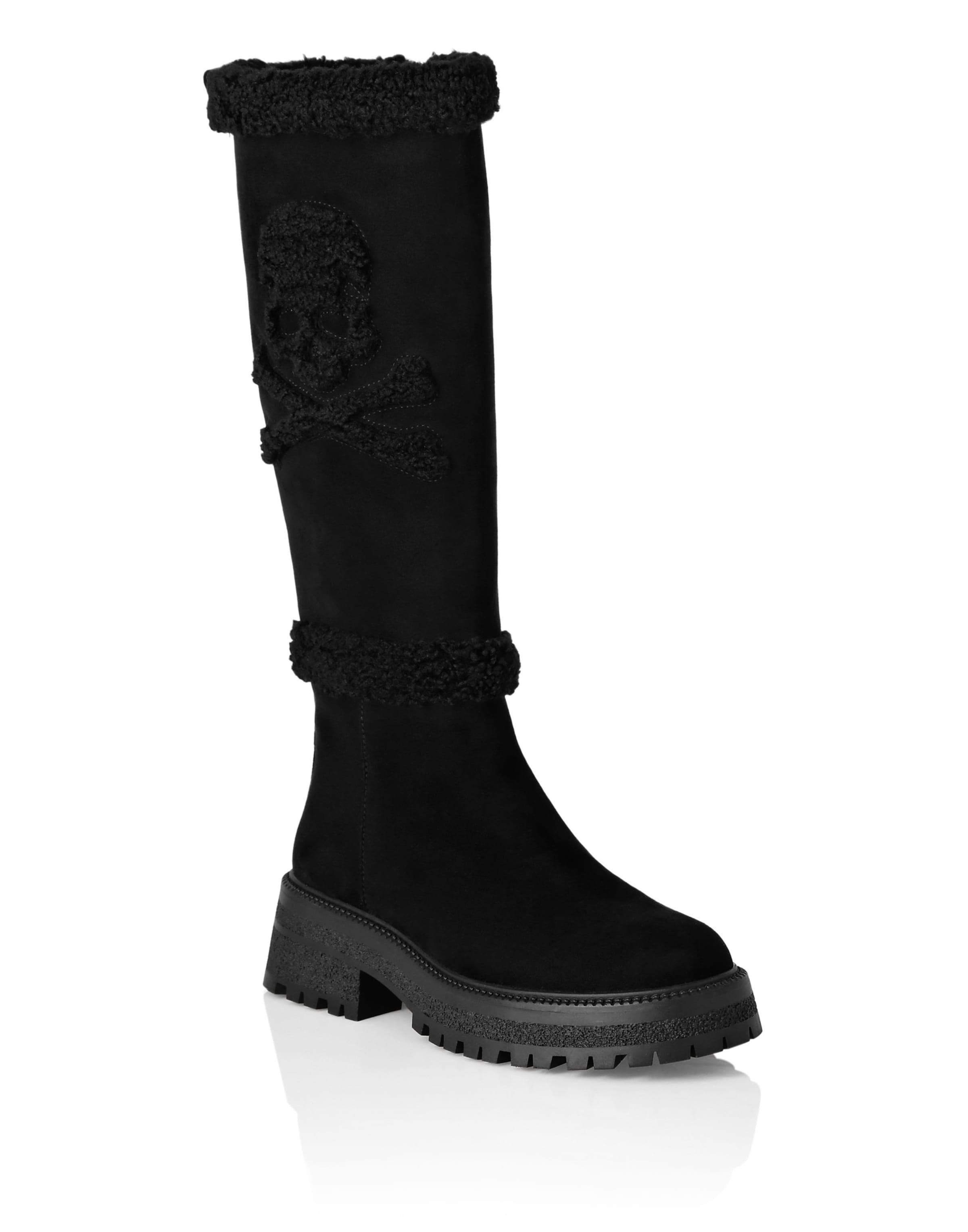 Philipp Plein - Bota 'Skull' em preto: frente